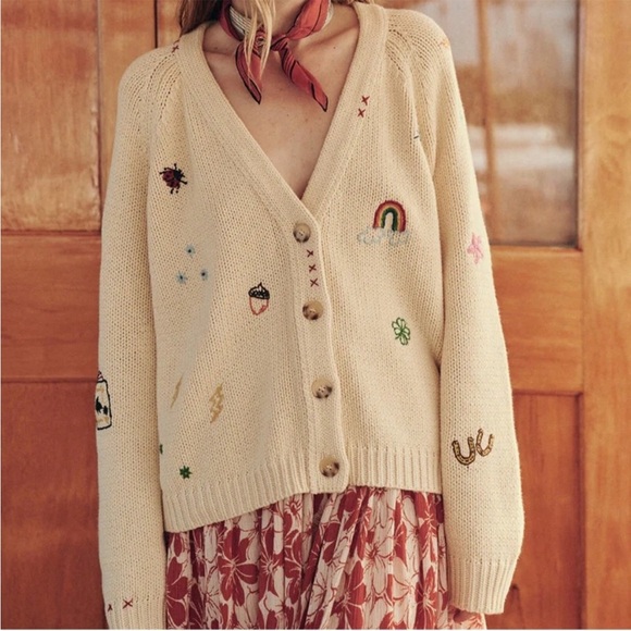 THE GREAT. Sweaters - The Great. The Charm Cardigan in Cream. Size 0.